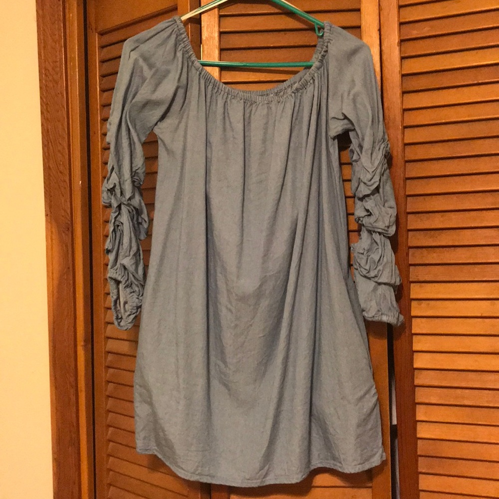 Cute off the shoulder denim dress